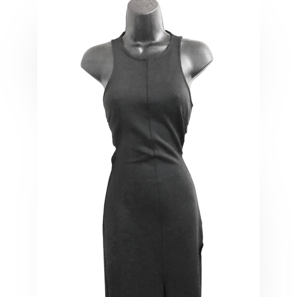 Zara black scuba fit twisted back cutout front slit sleeveless dress size XS new - Picture 9 of 16